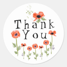 Adesivo Redondo Poppies Laranja Obrigado