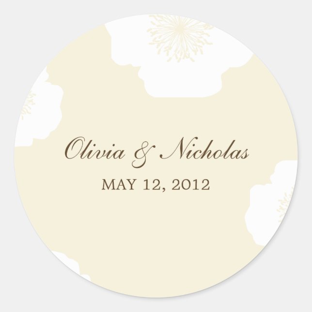 Adesivo Redondo Poppies Modernos Favorecem Pinheiros - Amêndoa (Frente)