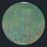 Adesivo Redondo Poppy Field de Gustav Klimt, Vintage Art Nouveau<br><div class="desc">Poppy Field (1907), por Gustav Klimt, é uma pintura típica da Era Vitoriana de belas artes simbolizando a paisagem floral. Uma cena natural com um grande campo com flores vermelhas floridas. É primavera e as papilas e frutas estão floridas. Sobre o artista: Gustav Klimt (1862-1918) era um pintor simbolista austríaco...</div>