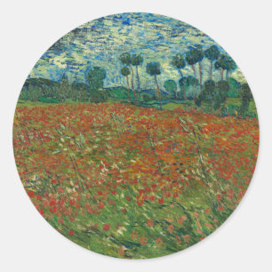 Adesivo Redondo Poppy Field - Vincent van Gogh