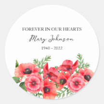 Poppy Memorial Funeral Classic Round Sticker