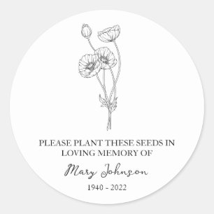 Adesivo Redondo Poppy Memorial Funeral Seed Packet