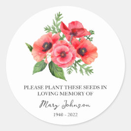 Adesivo Redondo Poppy Memorial Funeral Seed Packet