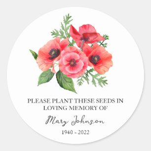 Adesivo Redondo Poppy Memorial Funeral Seed Packet
