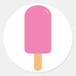 Adesivo Redondo Popsicle cor-de-rosa
