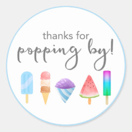 Adesivo Redondo Popsicle Obrigado Festa Favor Stickers