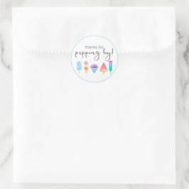 Adesivo Redondo Popsicle Obrigado Festa Favor Stickers