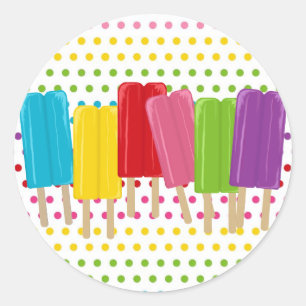 Adesivo Redondo Popsicles e bolinhas
