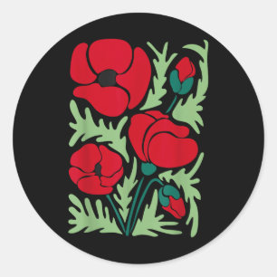 Adesivo Redondo Populações Botânicas Flores Vermelhas Veteranos Di