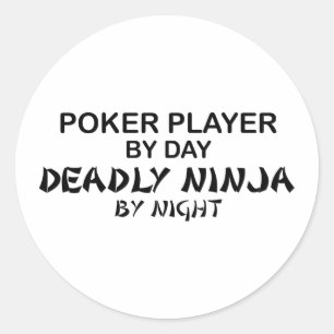 Adesivo Redondo Póquer Ninja mortal em a noite