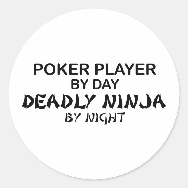 Adesivo Redondo Póquer Ninja mortal em a noite (Frente)