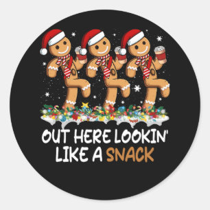 Adesivo Redondo Por Aqui, Parece Um Snack Boujee Xmas Gingerbr