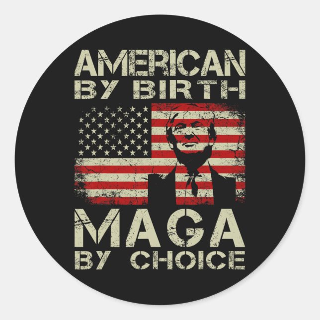 Adesivo Redondo Por Birth Maga By Choice Pro Trump 2024 Us Flag (Frente)