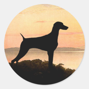 Adesivo Redondo Por do sol de Weimaraner