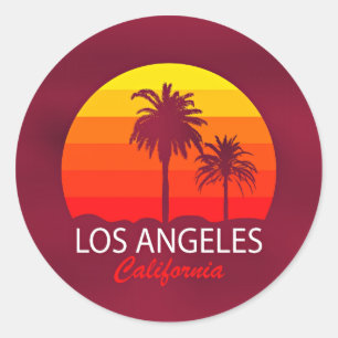 Adesivo Redondo pôr do sol em Los Angeles, Califórnia