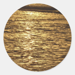Adesivo Redondo Pôr do Sol na Califórnia Ondas Oceano Paisagem Mar