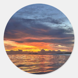 Adesivo Redondo Pôr do sol na ilha flamejante, Brisbane, Austrália