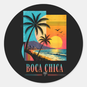 Adesivo Redondo Pôr do sol na praia de Boca Chica 2026 Férias de v