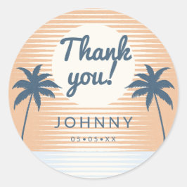 Adesivo Redondo pôr do sol obrigado azul