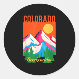 Adesivo Redondo Pôr do sol retrô da montanha Breckenridge colorado