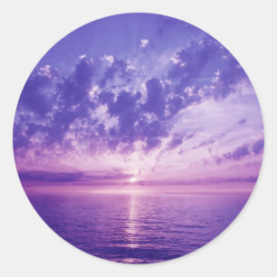 Adesivo Redondo Por do sol roxo bonito