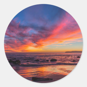 Adesivo Redondo Pôr do sol sobre o Pacífico a partir de Coronado 2
