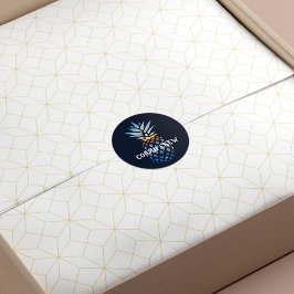 Adesivo Redondo Pôr do sol tropical personalizado abacaxi