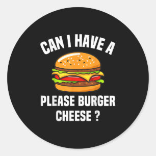 Adesivo Redondo Por favor, Burger Queijo Hamburger Churrasco Queij