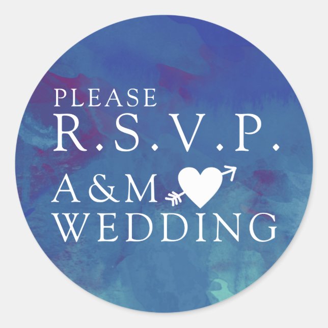 Adesivo Redondo por favor, RSVP casamento azul elegante (Frente)