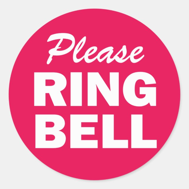 Adesivo Redondo Por favor, sinal de Ring Bell (Frente)