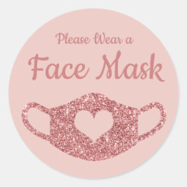 Adesivo Redondo Por favor, Vista um Rosa de máscara Dourada com br