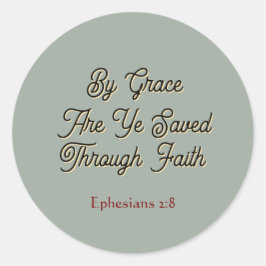Adesivo Redondo Por Grace, Ye Saved Ephesianos 2 Escrituras