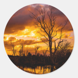 Adesivo Redondo Pôr o sol no lago grande