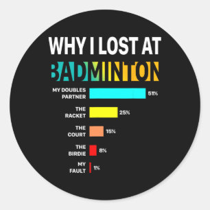 Adesivo Redondo Por Que Eu Perder Em Badminton Por Motivo Engraçad