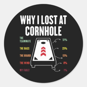 Adesivo Redondo Por Que Eu Perder No Cornhole