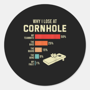 Adesivo Redondo Por que eu Perder no jogo da Cornhole Funny Bolsas