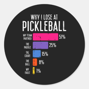 Adesivo Redondo Por que perder no pickleball divertido pickle ball
