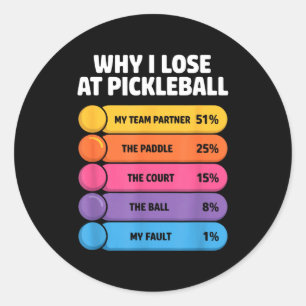 Adesivo Redondo Por que perder no pickleball gráfico engraçado par