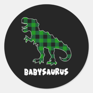 Adesivo Redondo Por Saurus T-rex Dinossauros Xadrez Dia de São Pat