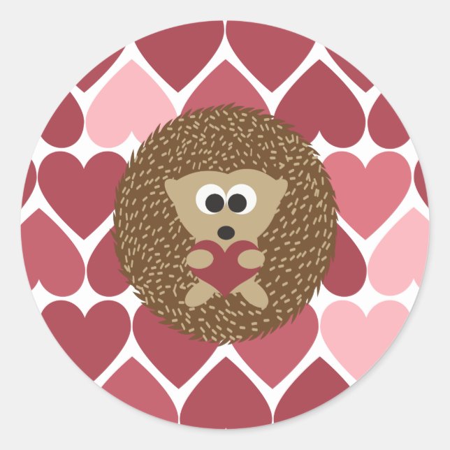 Adesivo Redondo Porco e corações (Frente)