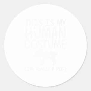Adesivo Redondo Porco Fácil de Halloween Porco de Boar Humano S