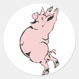 Adesivo Redondo porco feliz porca happy pig hog