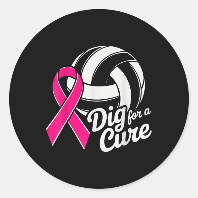 Adesivo Redondo Porco Para Cancer De Voleibol Rosa De Fita Cura (Frente)