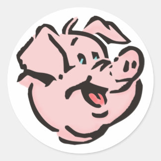 Adesivo Redondo Porco porca pig hog