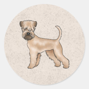 Adesivo Redondo Porco Terrier Cute Beige, Irlandês, Vestido De Pan