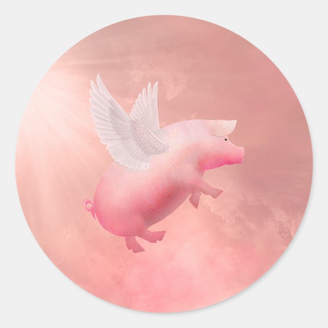 Adesivo Redondo Porco voador (Frente)