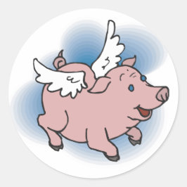 Adesivo Redondo Porco voador