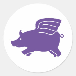 Adesivo Redondo Porco Voador - Roxo