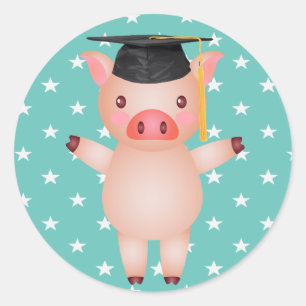 Adesivo Redondo Porcos e Estrelas para Graduação