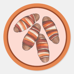 Adesivo Redondo Porcos em cobertores Bacon Sausage Comida britânic